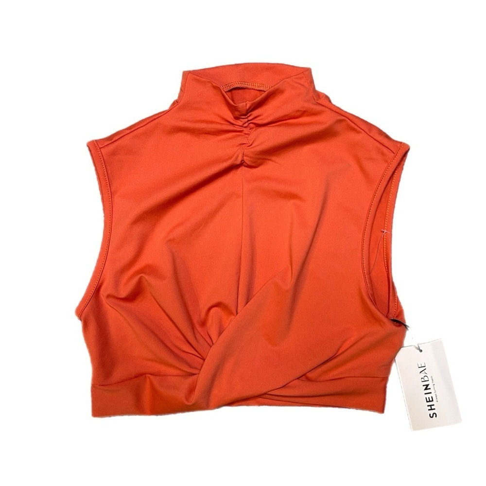 SHEIN Vibrant Orange Athletic Crop Top